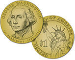 Presidential Dollar coin with In God We Trust edge lettering